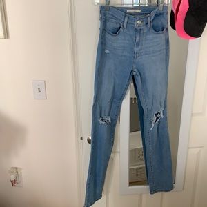 Levi’s 724 high rise straight distressed jeans